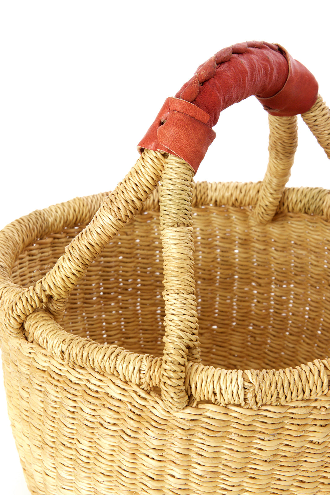 Natural Baby Bolga Basket with Leather Handle