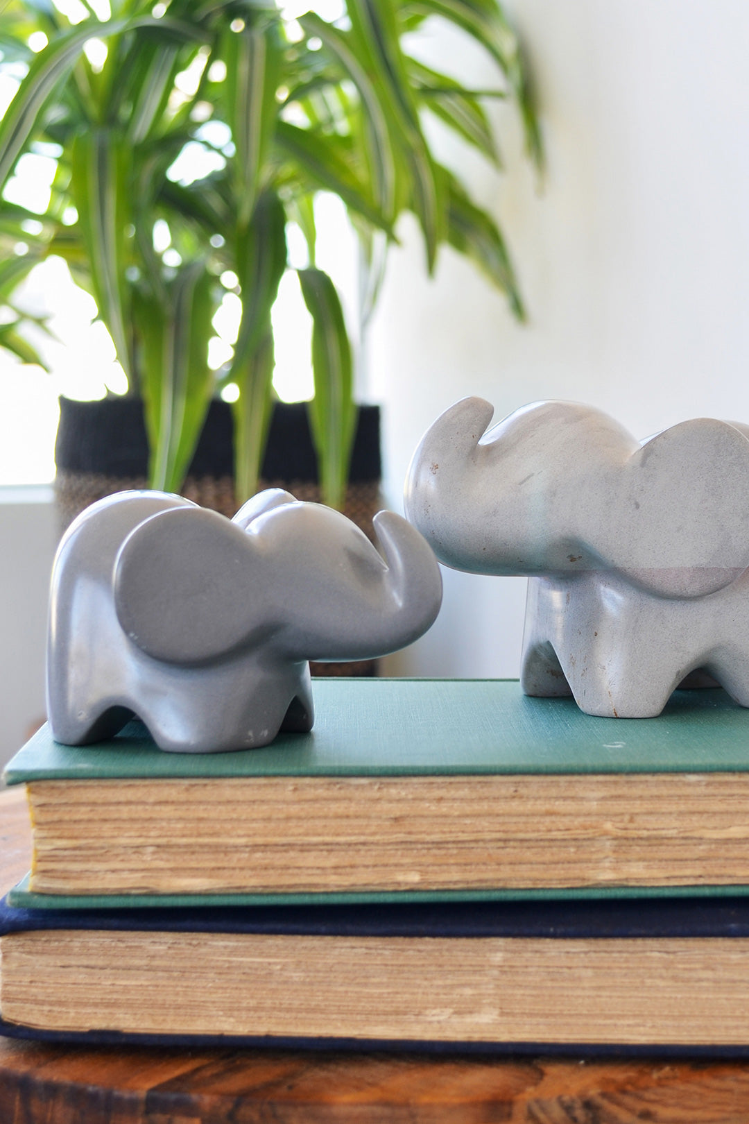 Small Dove Gray Soapstone Elephant