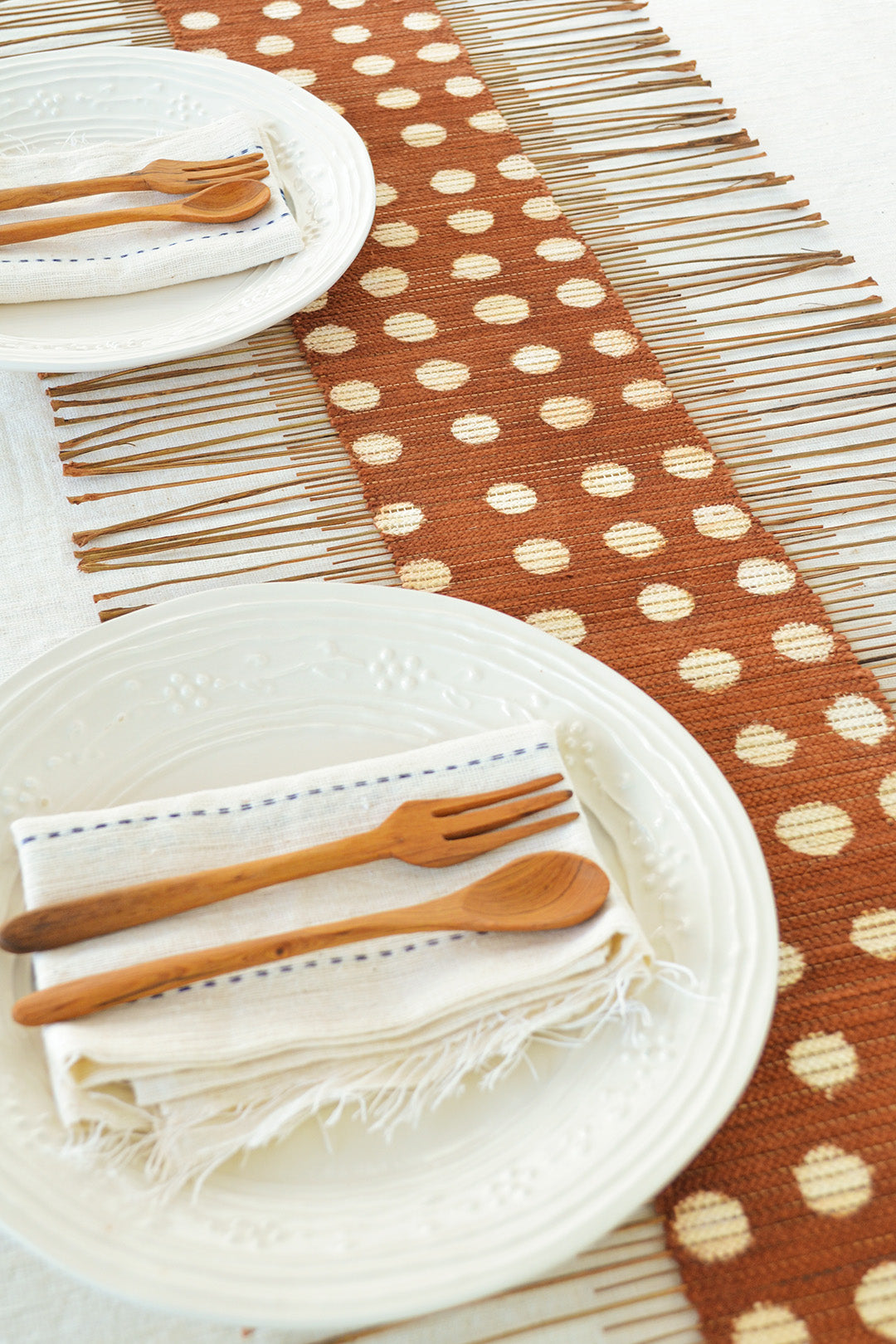 Brown and White Polka Dot Twig Runner