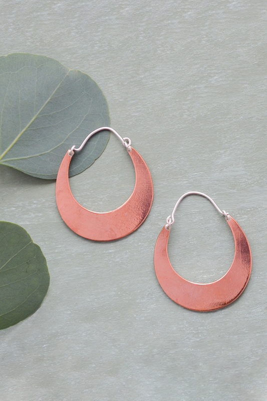 Copper Crescent Earring with Sterling Silver Earwires