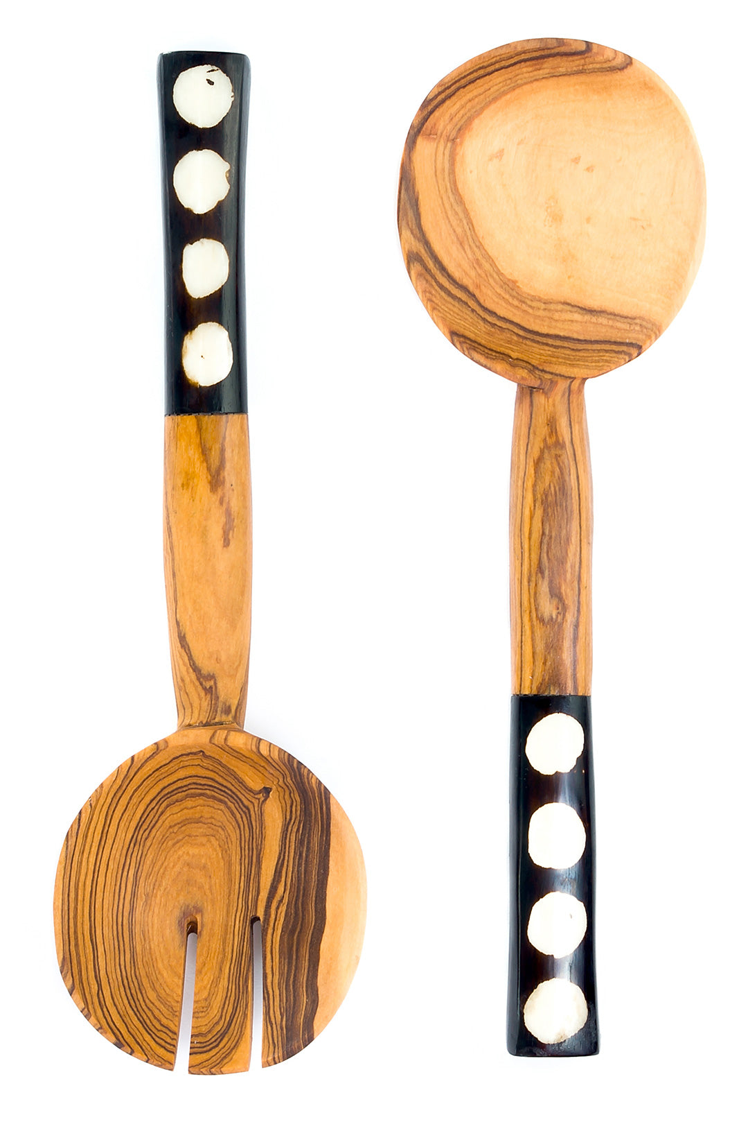 Polka Dot Hand-Carved African Wood Salad Servers Polka Dot Hand-Carved African Wood Salad Servers