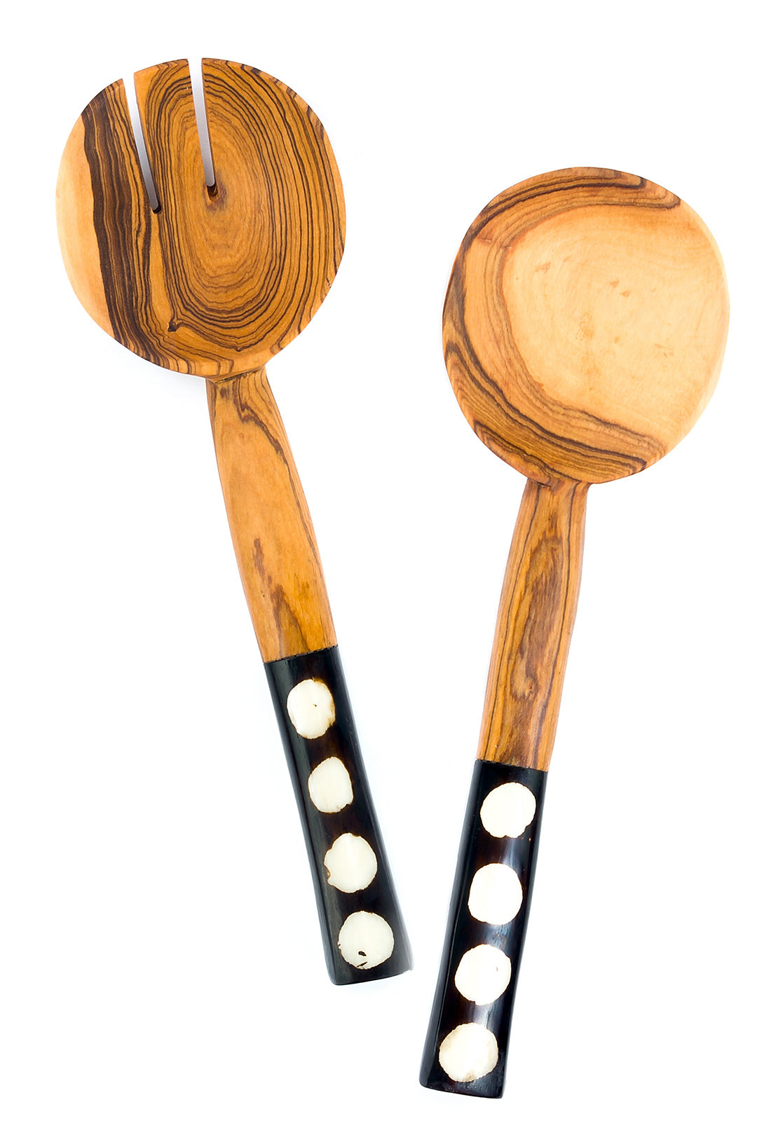 Polka Dot Hand-Carved African Wood Salad Servers Polka Dot Hand-Carved African Wood Salad Servers