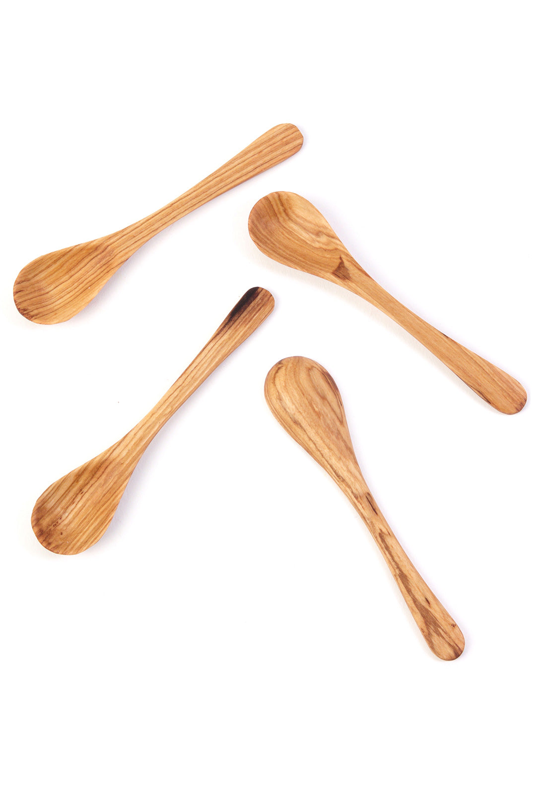 Set of 4 Flat Olive Wood Spice Spoons Default Title