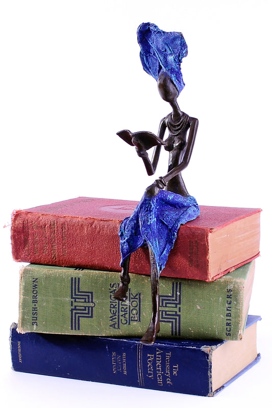 Book Lover Bronze African Sculpture Default Title