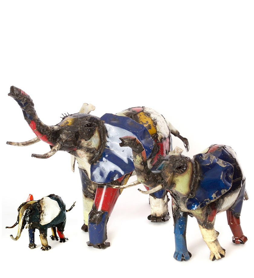 Playful Ellie Oil Drum Elephant Sculptures