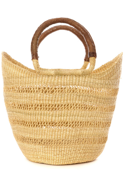 Natural Lacework Wing Shopper with Leather Handles - Handmade in Ghana ...