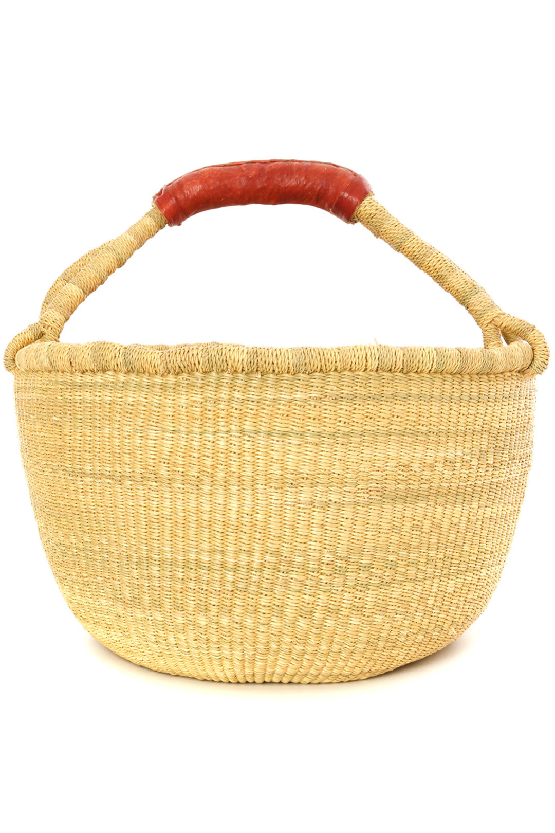 Natural Bolga Basket with Brown Leather Handles Default Title