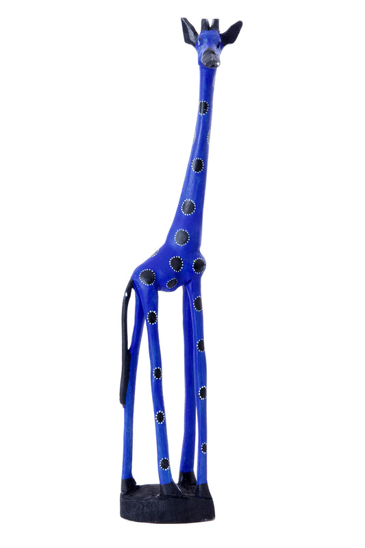 Jacaranda Wood Cobalt Giraffe Sculptures Large Cobalt Giraffe