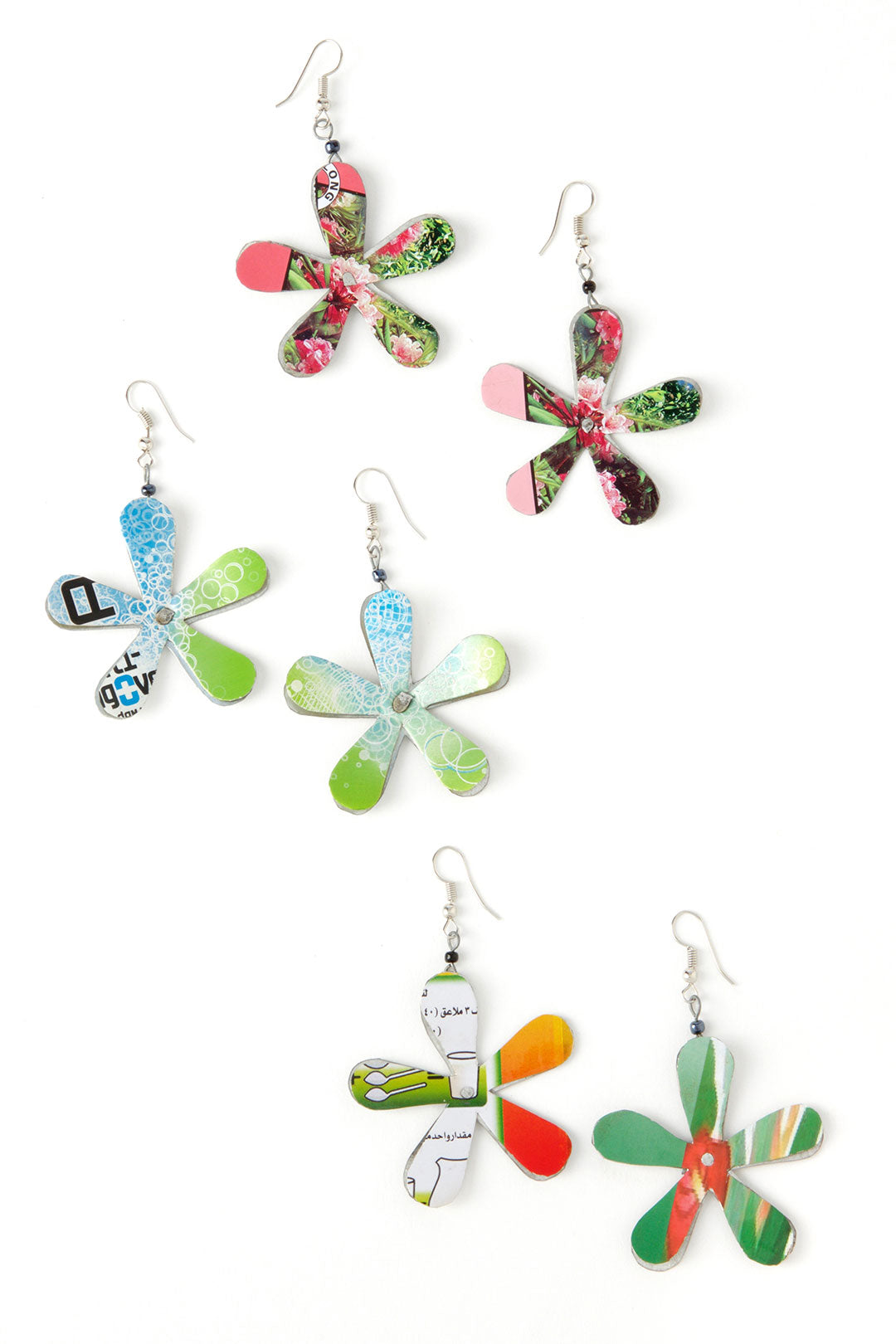 Assorted Flower Power Recycled Aluminum Earrings