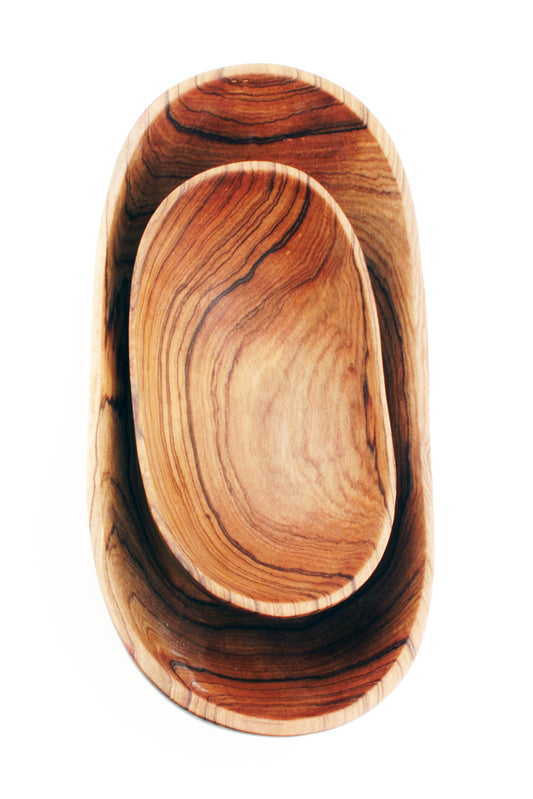 Oval Wild Olive Wood Condiment Bowl Set/2 Default Title