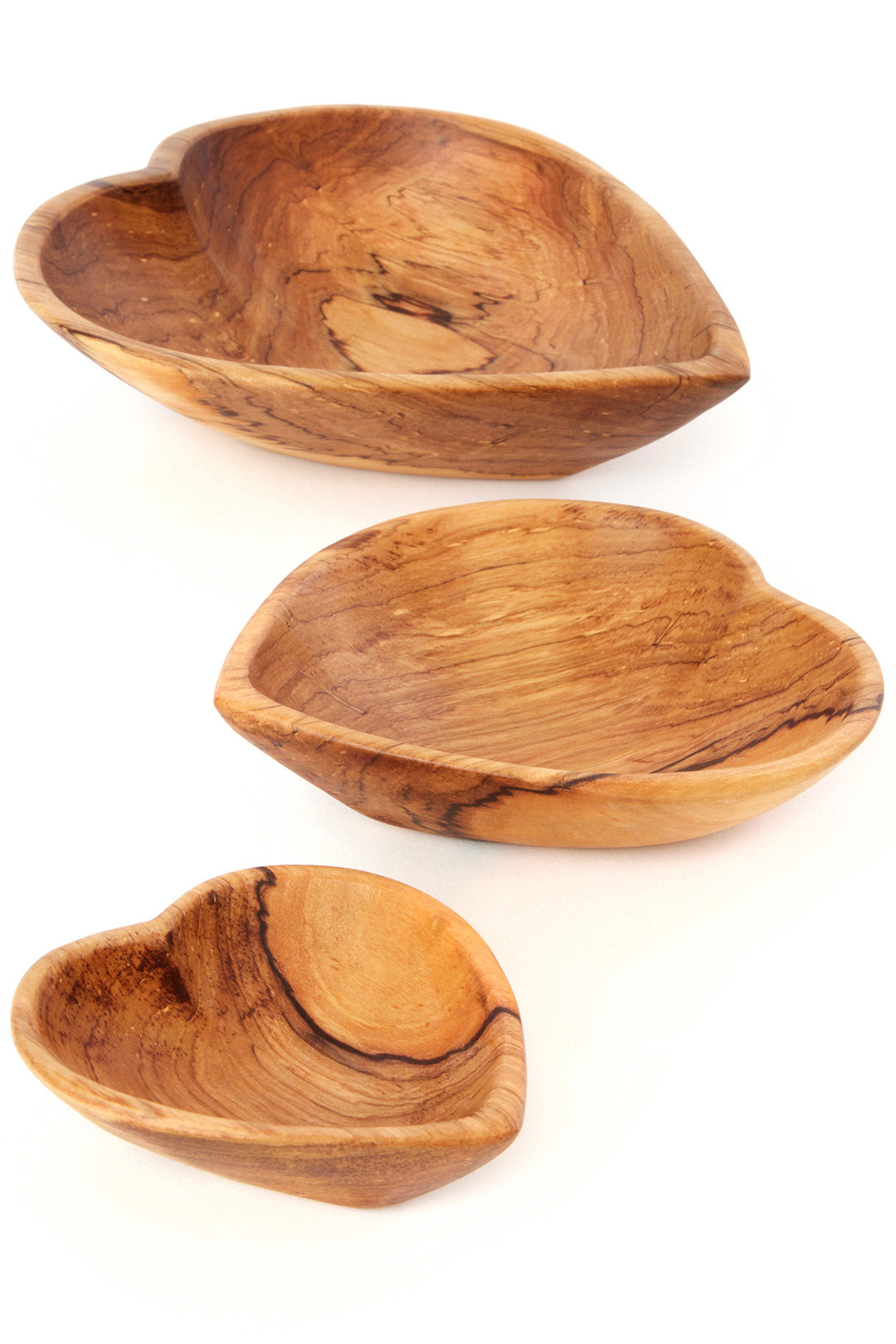 Set/3 Wild Olive Wood Nesting Heart Bowls Default Title