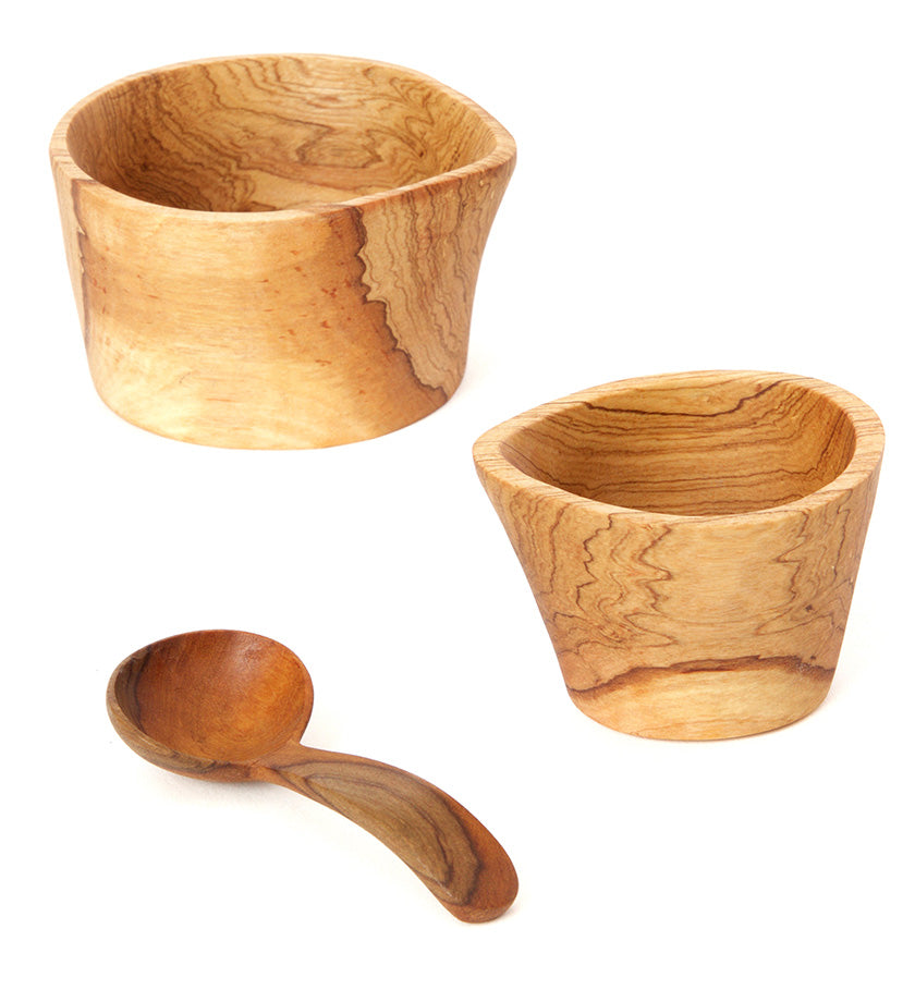 Kenyan Olive Wood Rustic Cream & Sugar Set