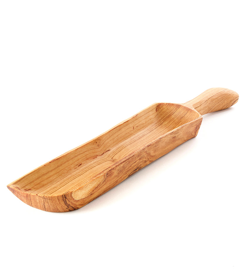 Long Olive Wood Cracker Tray with Handle