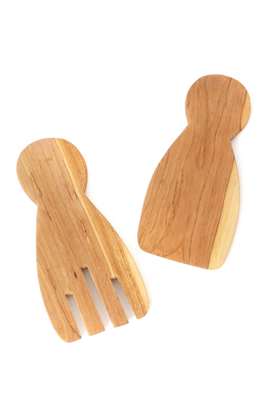 Olive Wood Paddle Salad Servers with Batik Bone Inlay Default Title