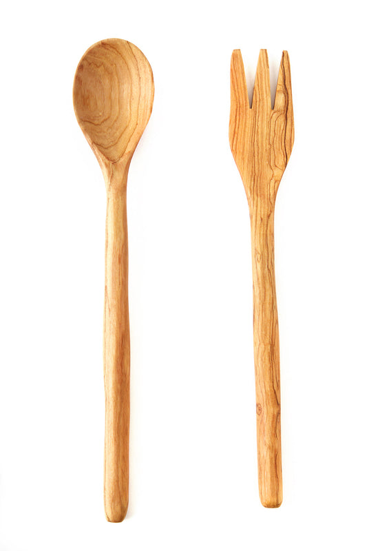 Slender Spoon and Fork Olive Wood Salad Servers Default Title