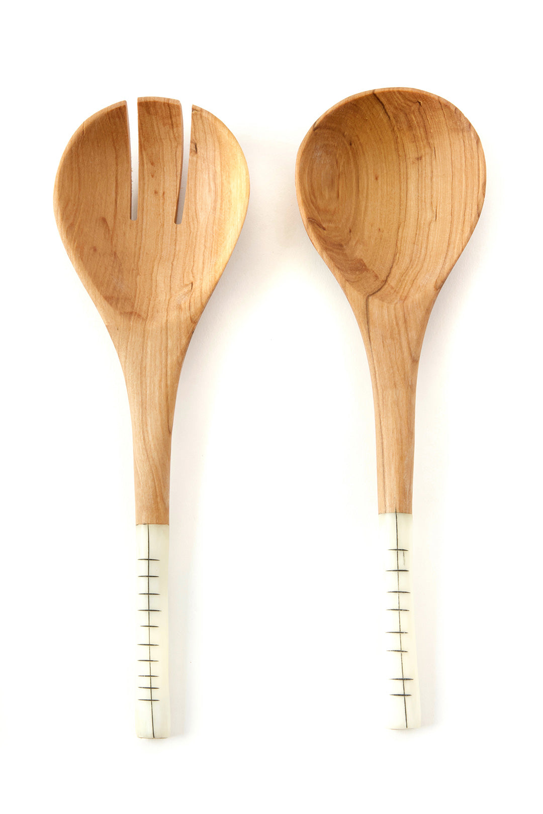 Olive Wood Salad Set with Full Bone Handles Default Title