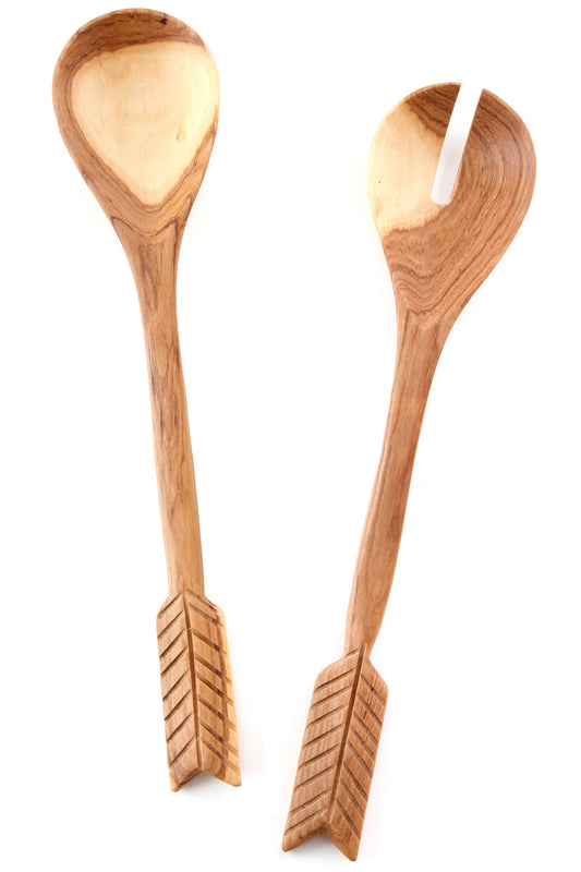 Olive Wood Archer Salad Servers Default Title