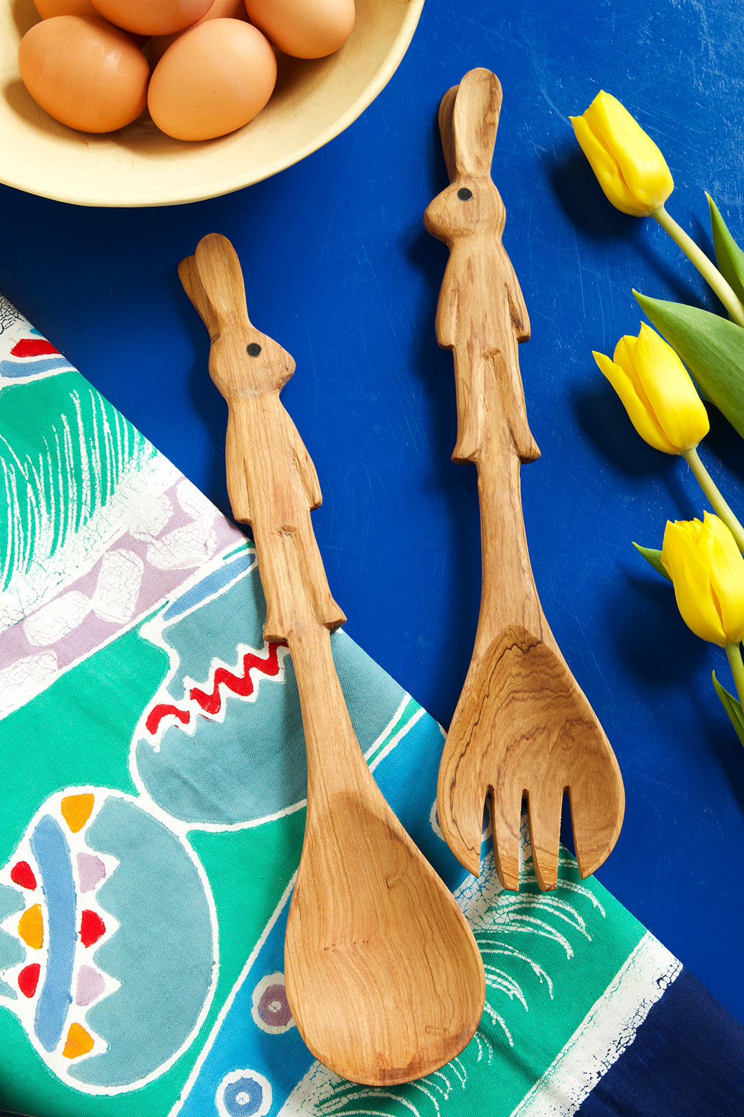 Wild Olive Wood Bunny Rabbit Salad Servers Default Title