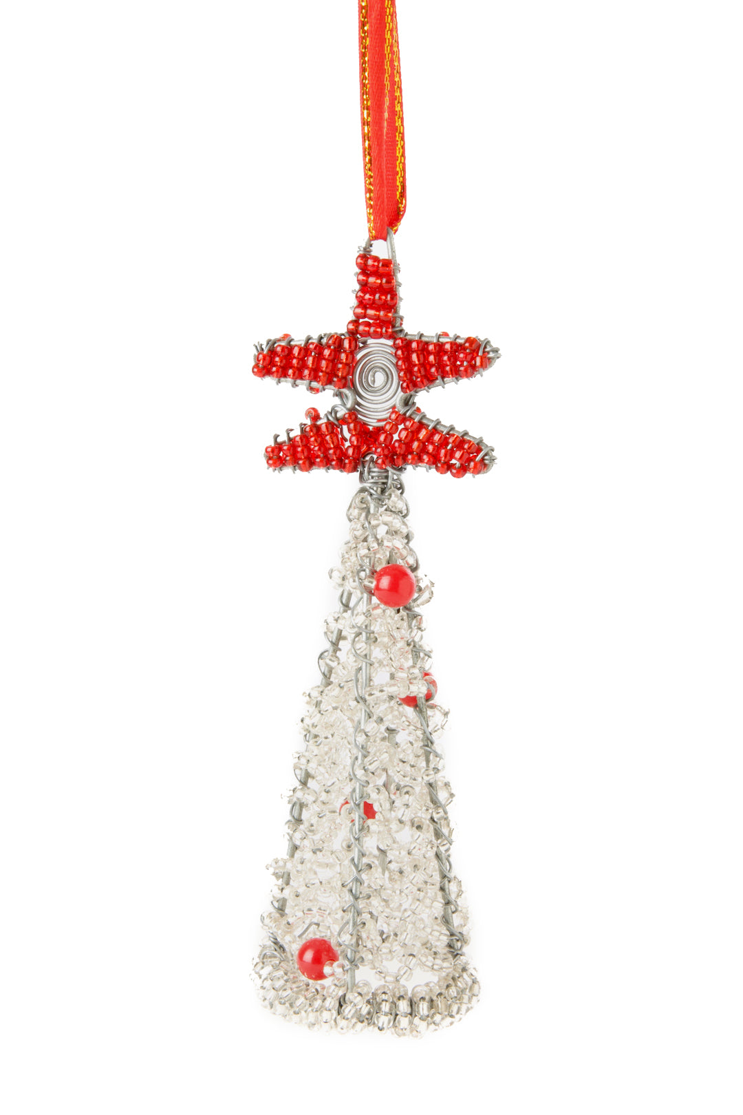 Beaded Krismasi Tree Ornament Silver Beaded Krismasi Tree Ornament