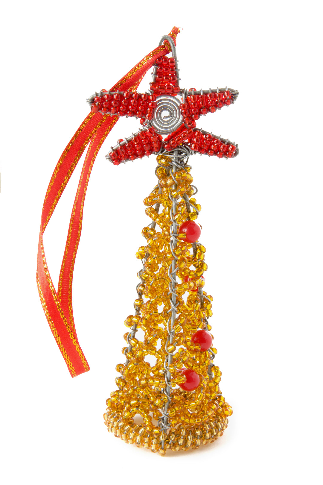 Beaded Krismasi Tree Ornament Gold Beaded Krismasi Tree Ornament