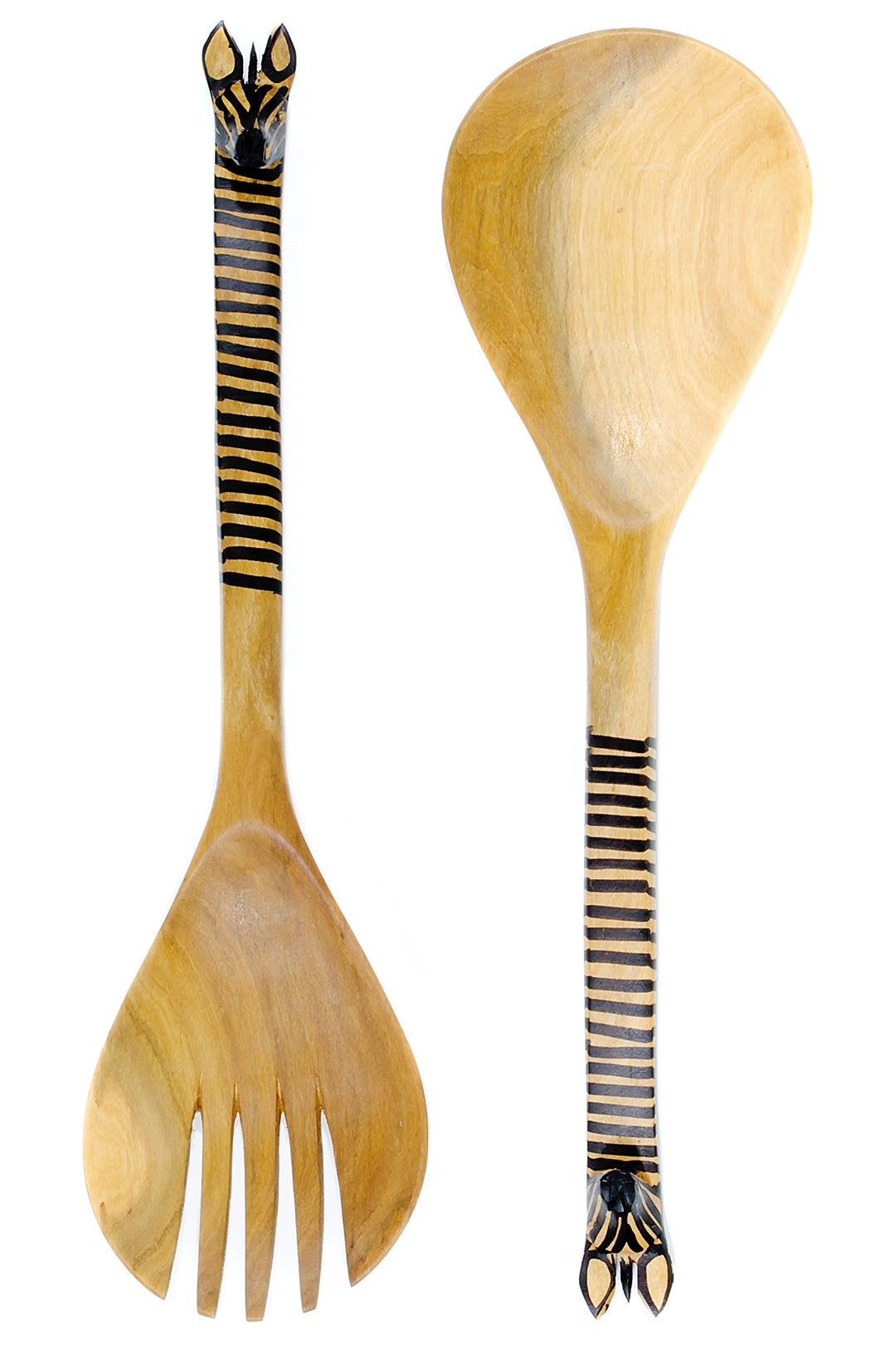 Vintage Giraffe Hand Carved Spoon and Fork. Meant for Display