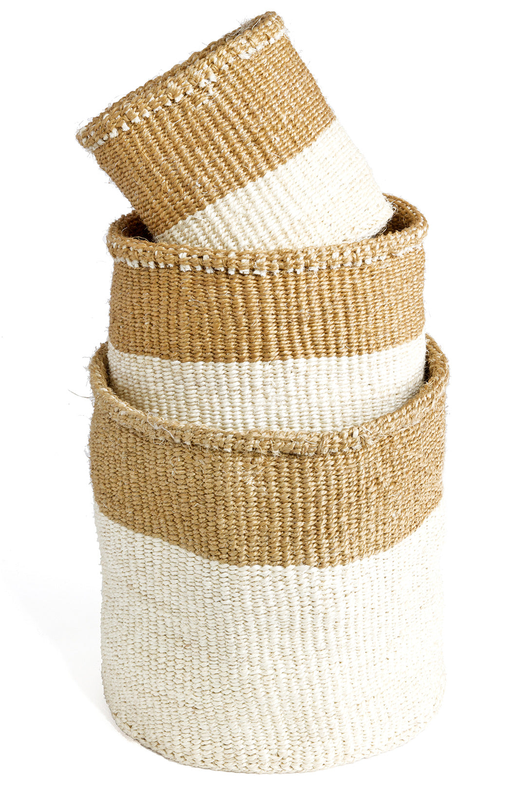 Set of Three Dual Tone Sisal Baskets Default Title