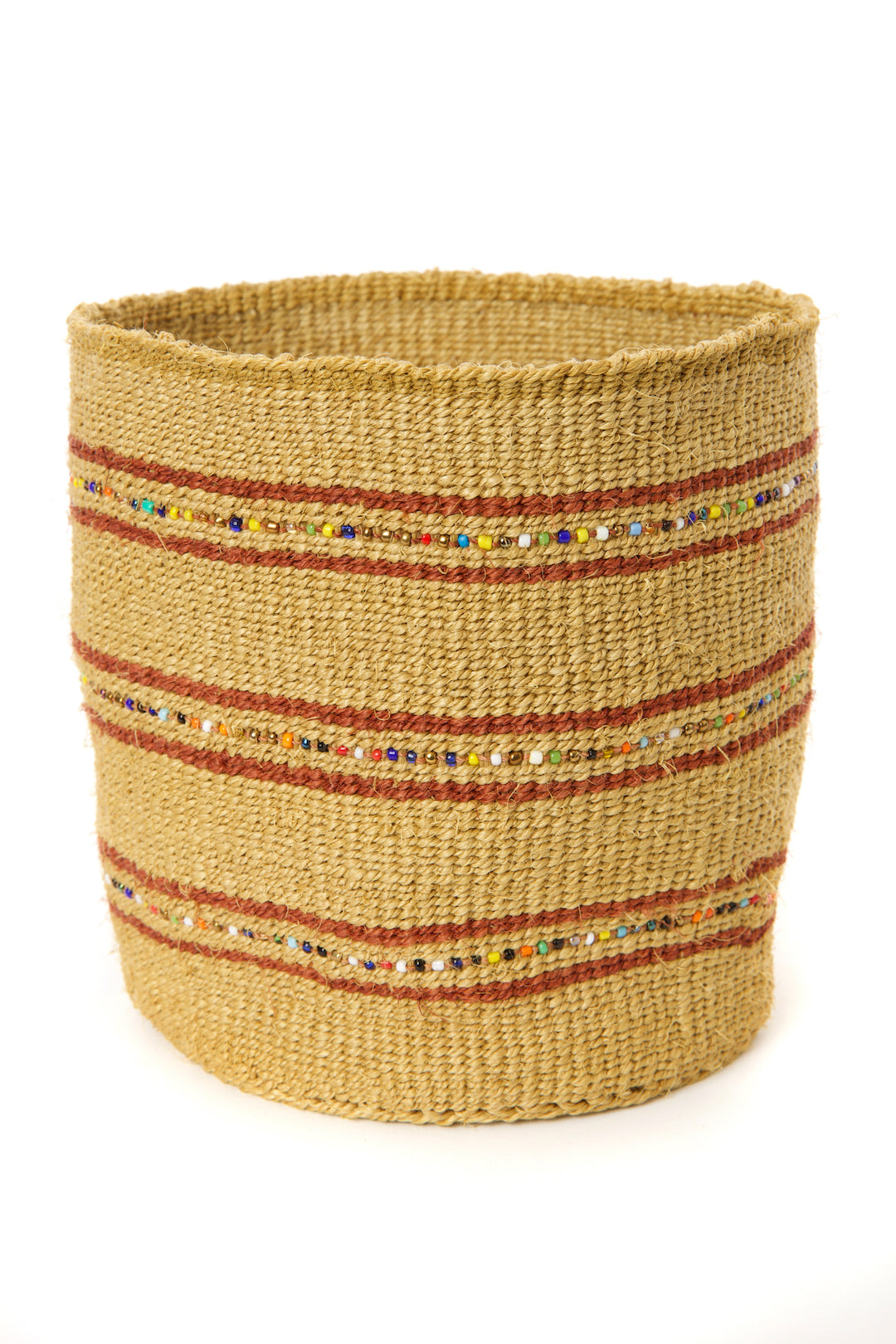 Set/3 Petite Caramel Sisal Baskets with Colorful Beads Default Title