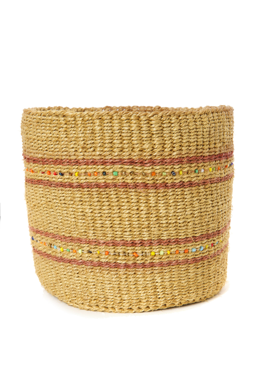 Set/3 Petite Caramel Sisal Baskets with Colorful Beads Default Title