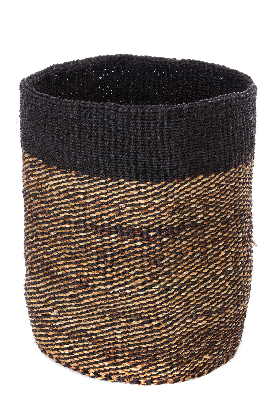 Tall Black Sisal and Banana Fiber Bin Basket