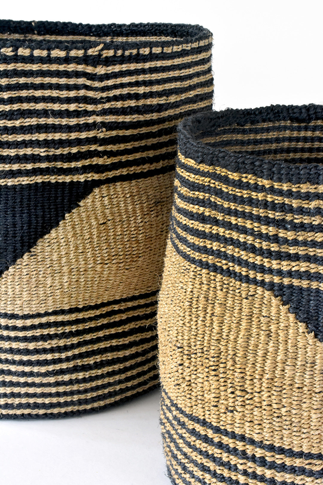 Set of Two Large Geometric Sisal Bins Default Title