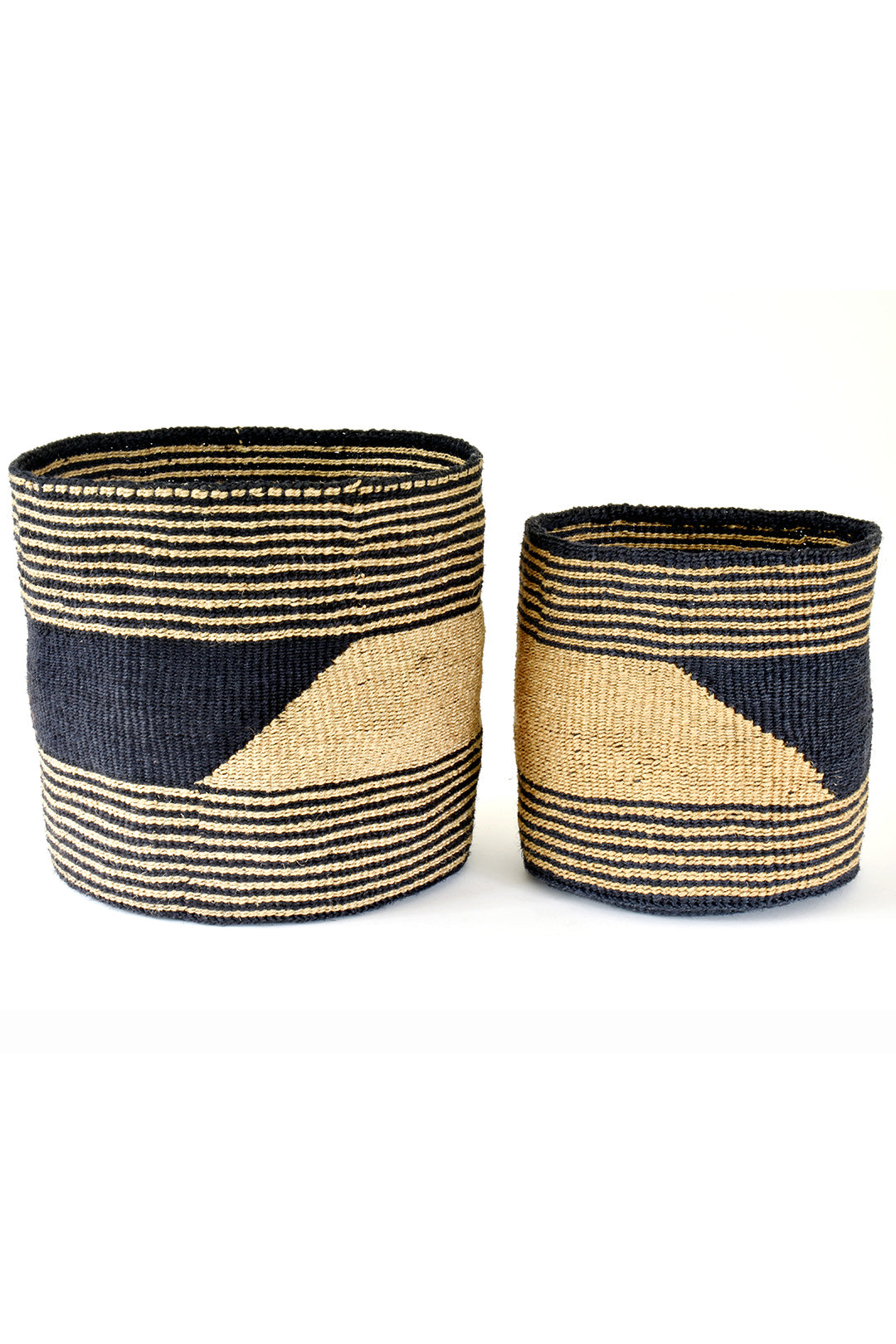 Set of Two Large Geometric Sisal Bins Default Title