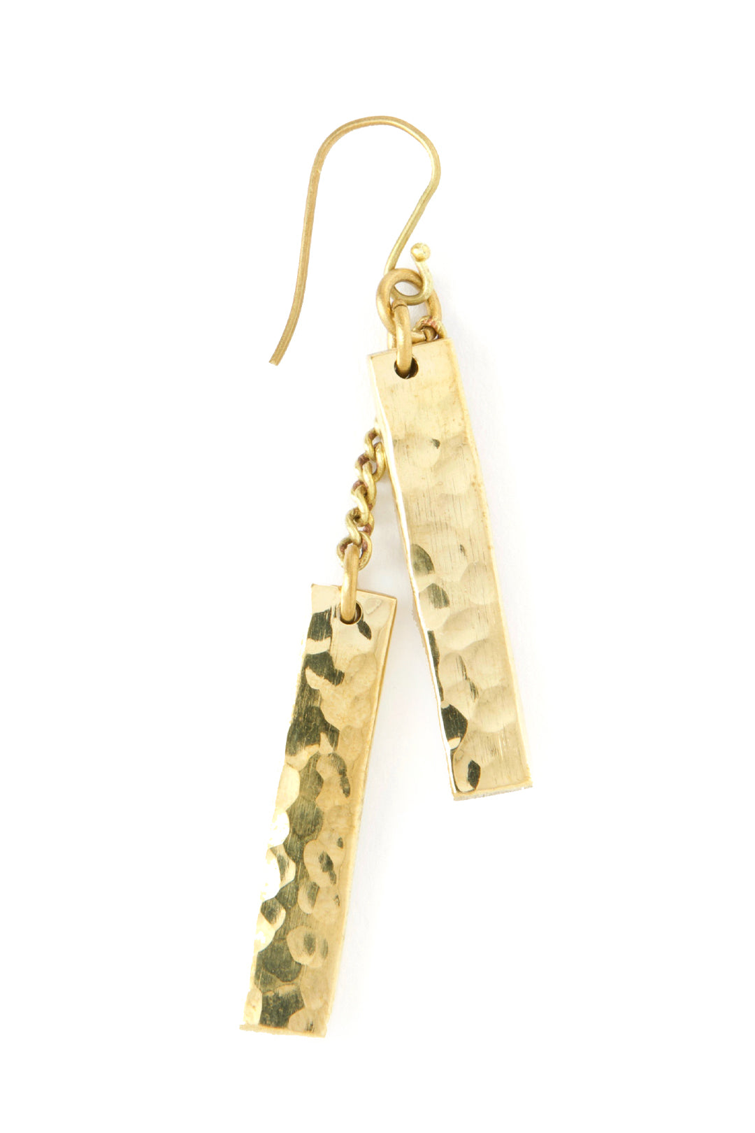 Kenyan Double Hammered Brass Bar Earrings Default Title