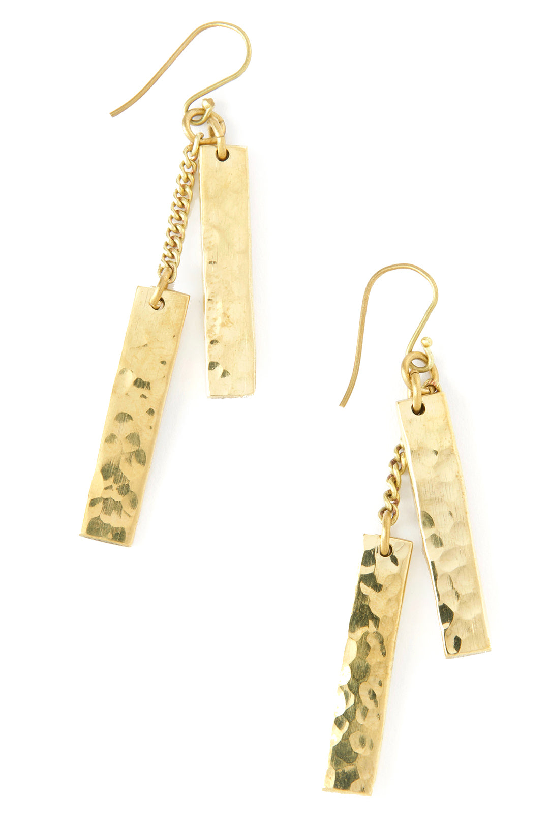 Kenyan Double Hammered Brass Bar Earrings Default Title