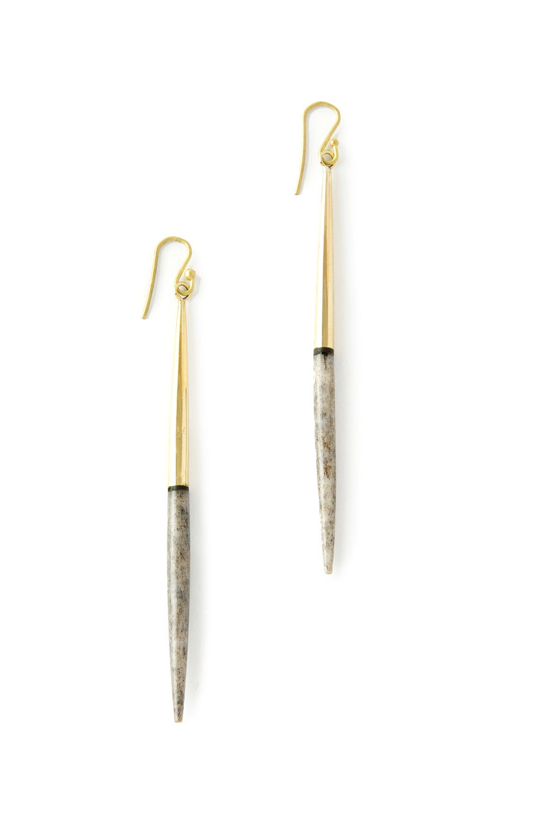 Gray Bone & Brass Javelin Earrings from Kenya Default Title