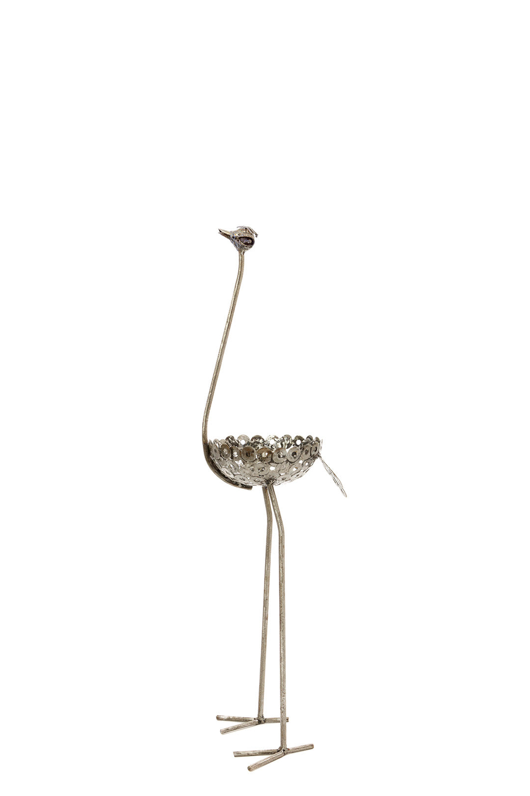 Tall Recycled Metal Ostrich Planters Small 40" Ostrich Planter