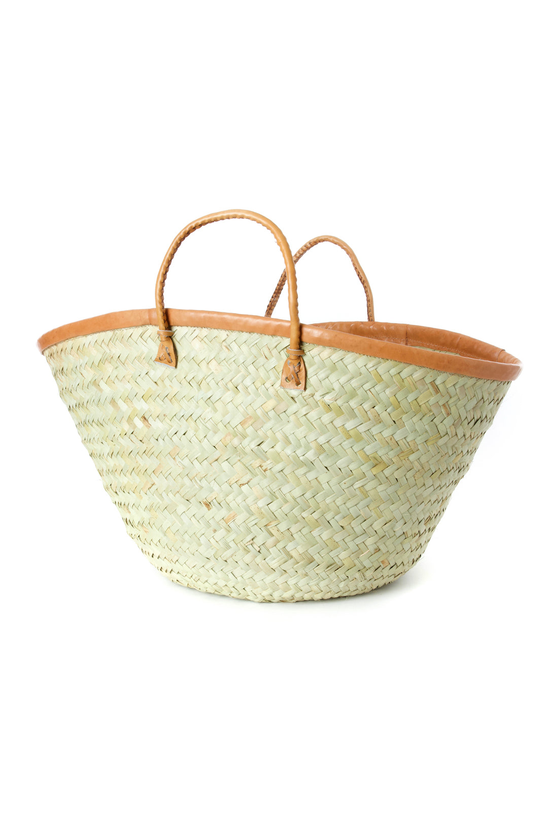 Wide Weave Palm Shopper with Leather Trim Default Title