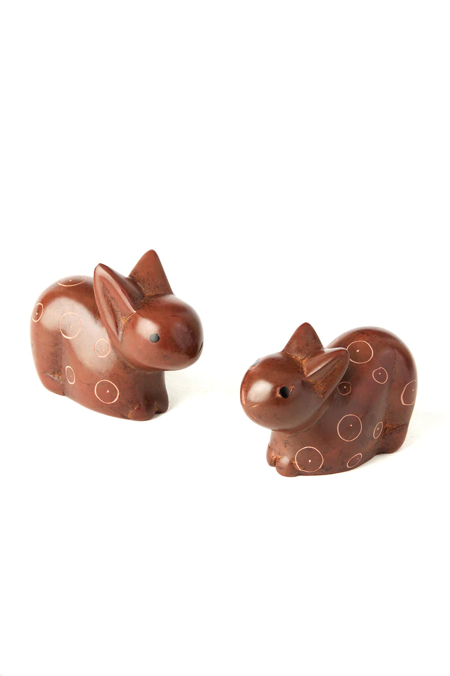 Set of 2 Brown Soapstone Baby Bunny Rabbits