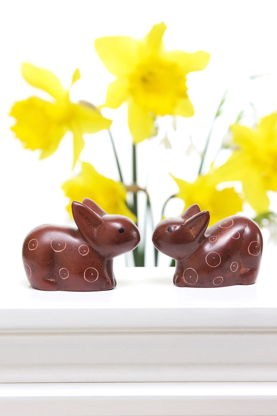 Set of 2 Brown Soapstone Baby Bunny Rabbits