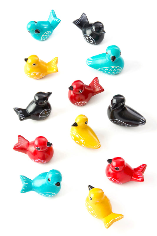 Dozen Miniature Soapstone Birds in Assorted Colors