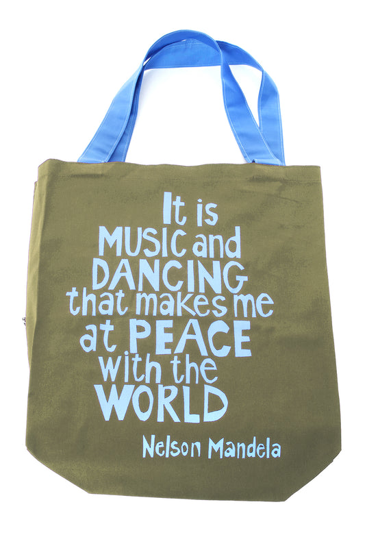 Olive "Music and Dancing" Nelson Mandela Tote Default Title