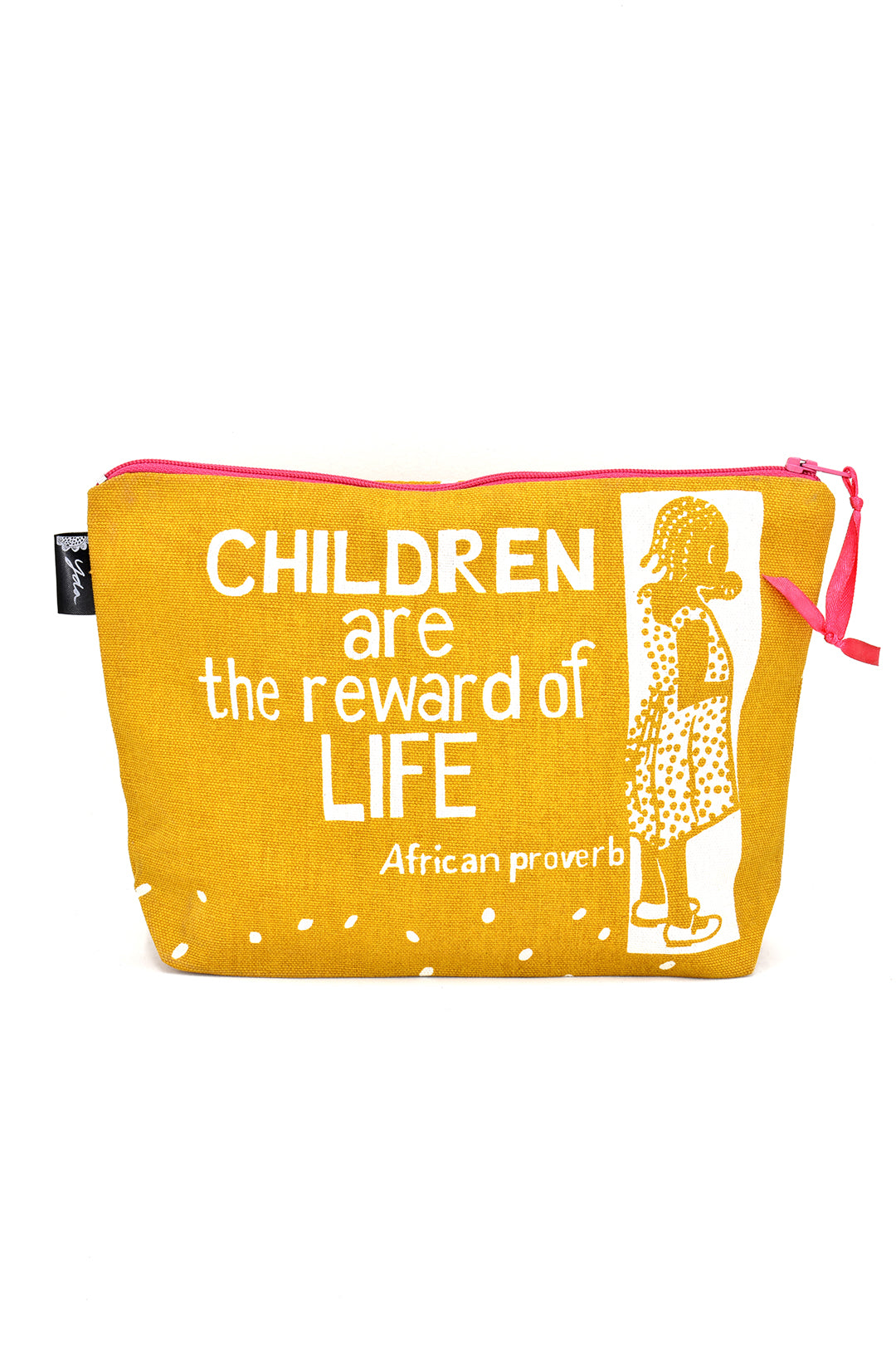 "Children are the Reward" African Proverb Pouch in Yellow or Pink Yellow "Children are the Reward" African Proverb Pouch