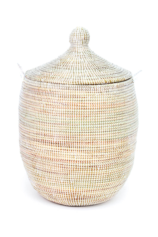 Medium White Senegalese Lidded Hamper Default Title