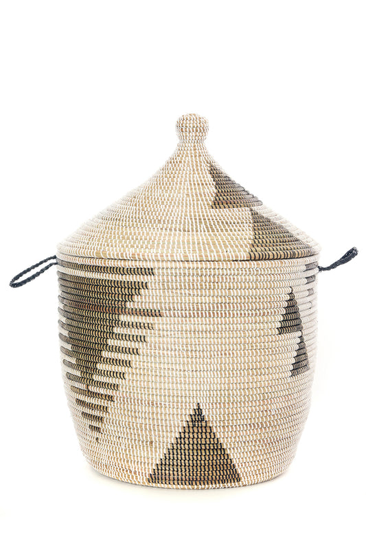 White with Black Tribal Design Basket Default Title