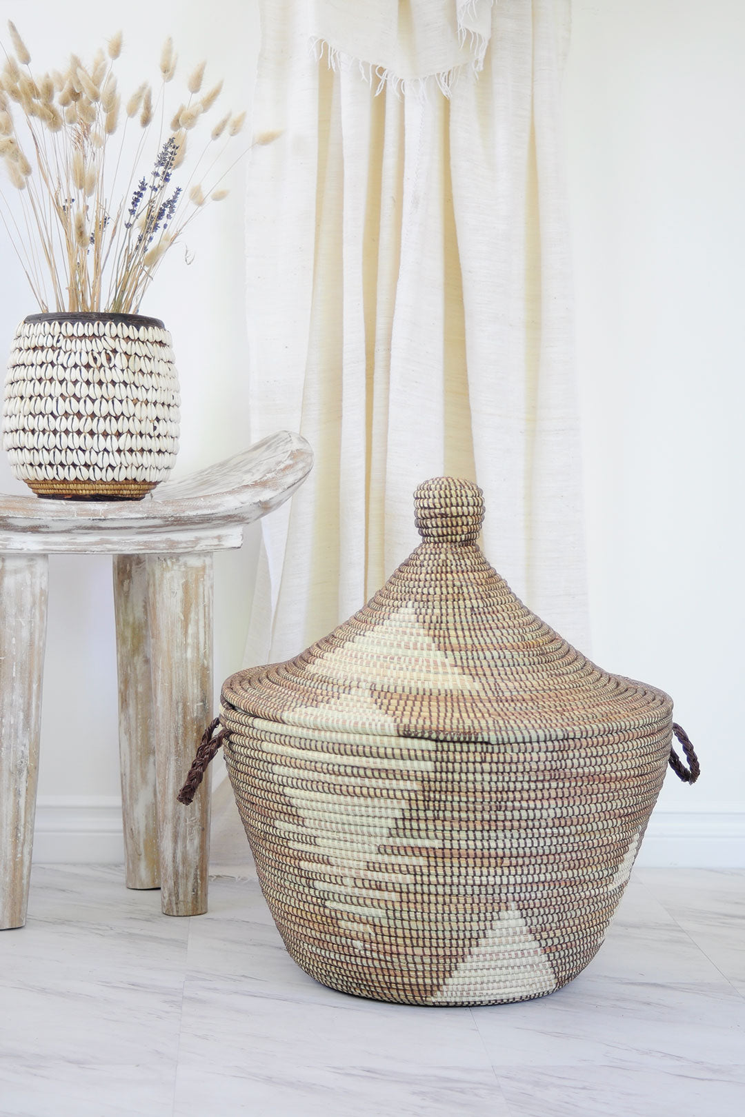 Brown and Cream Tribal Design Basket Default Title