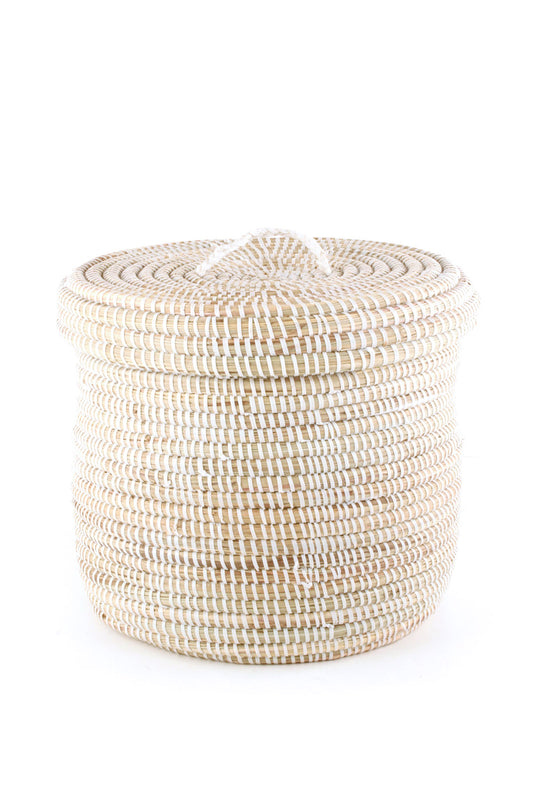 Small White Lidded Basket Default Title