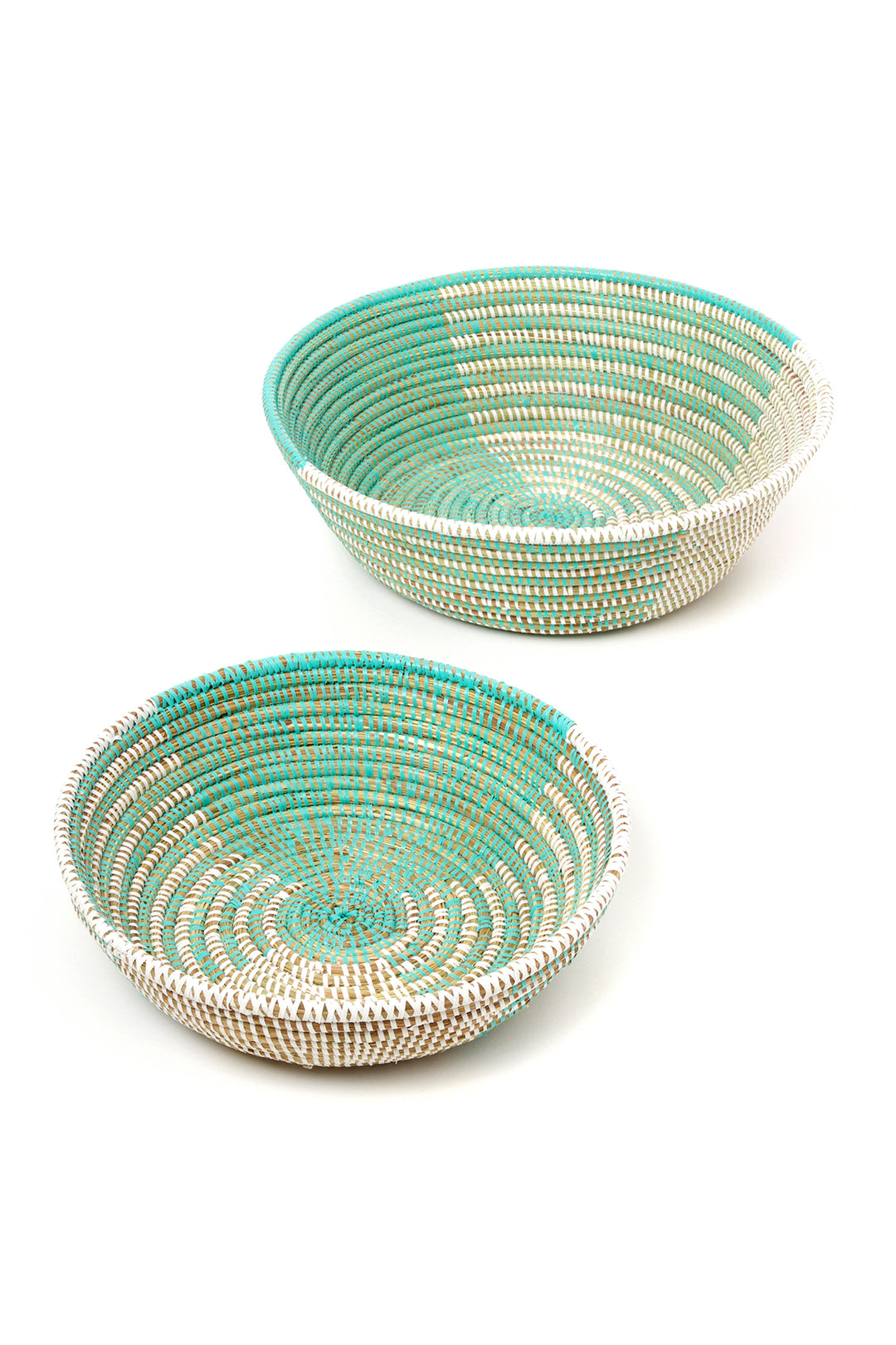 Aqua & White Delta Tabletop Basket