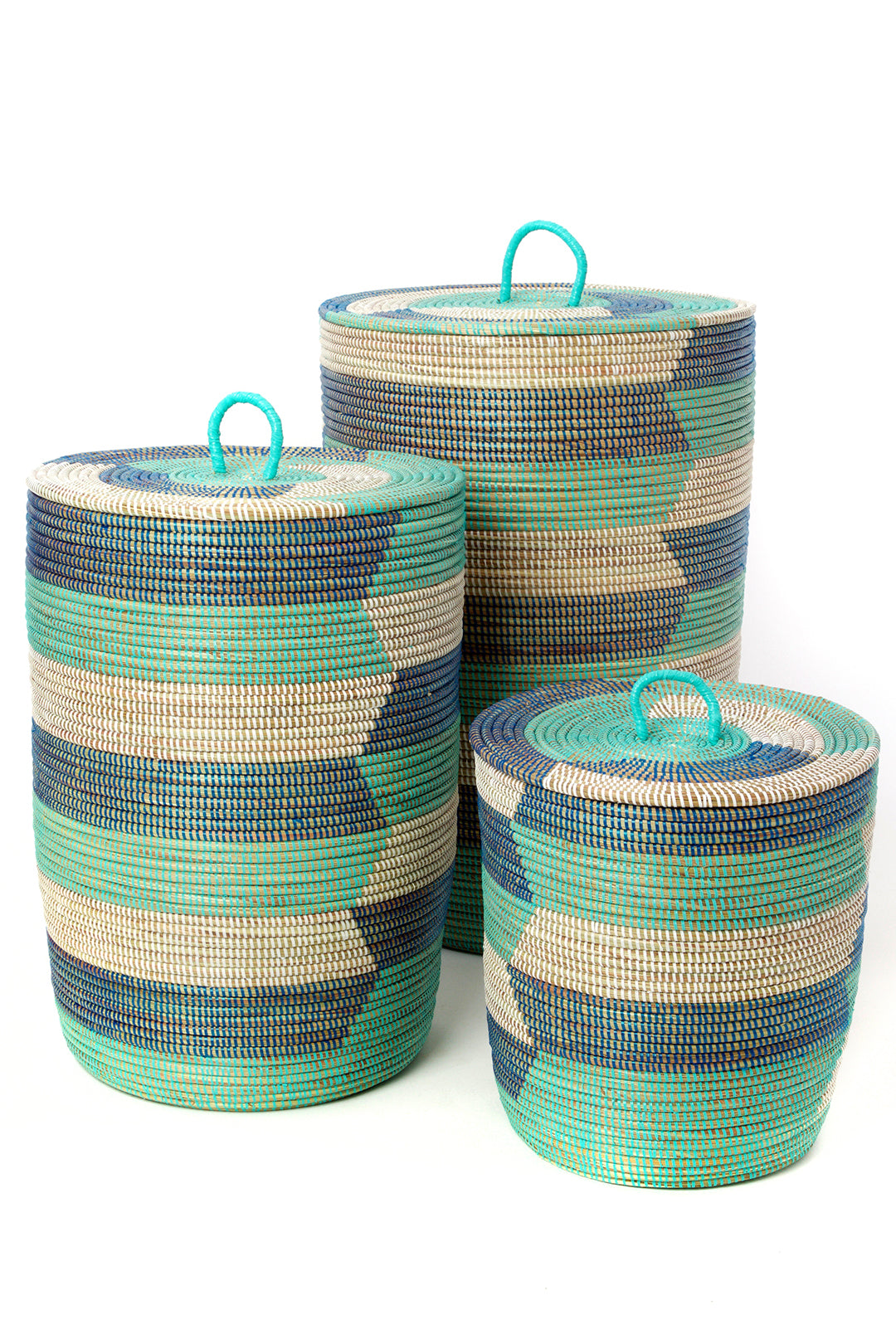 Set of Three Blue Sahara Hamper Baskets Default Title