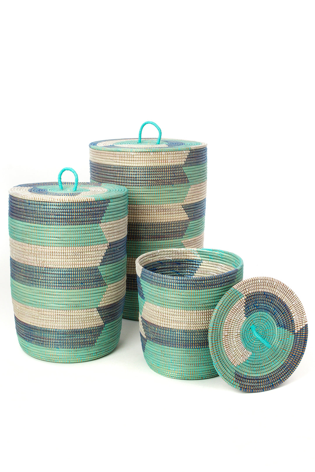 Set of Three Blue Sahara Hamper Baskets Default Title