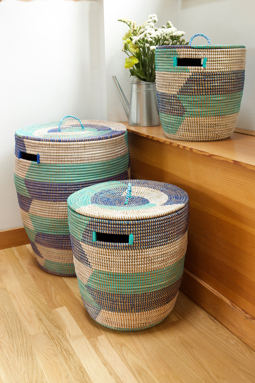 Set of Three Blue Sahara Hamper Baskets Default Title