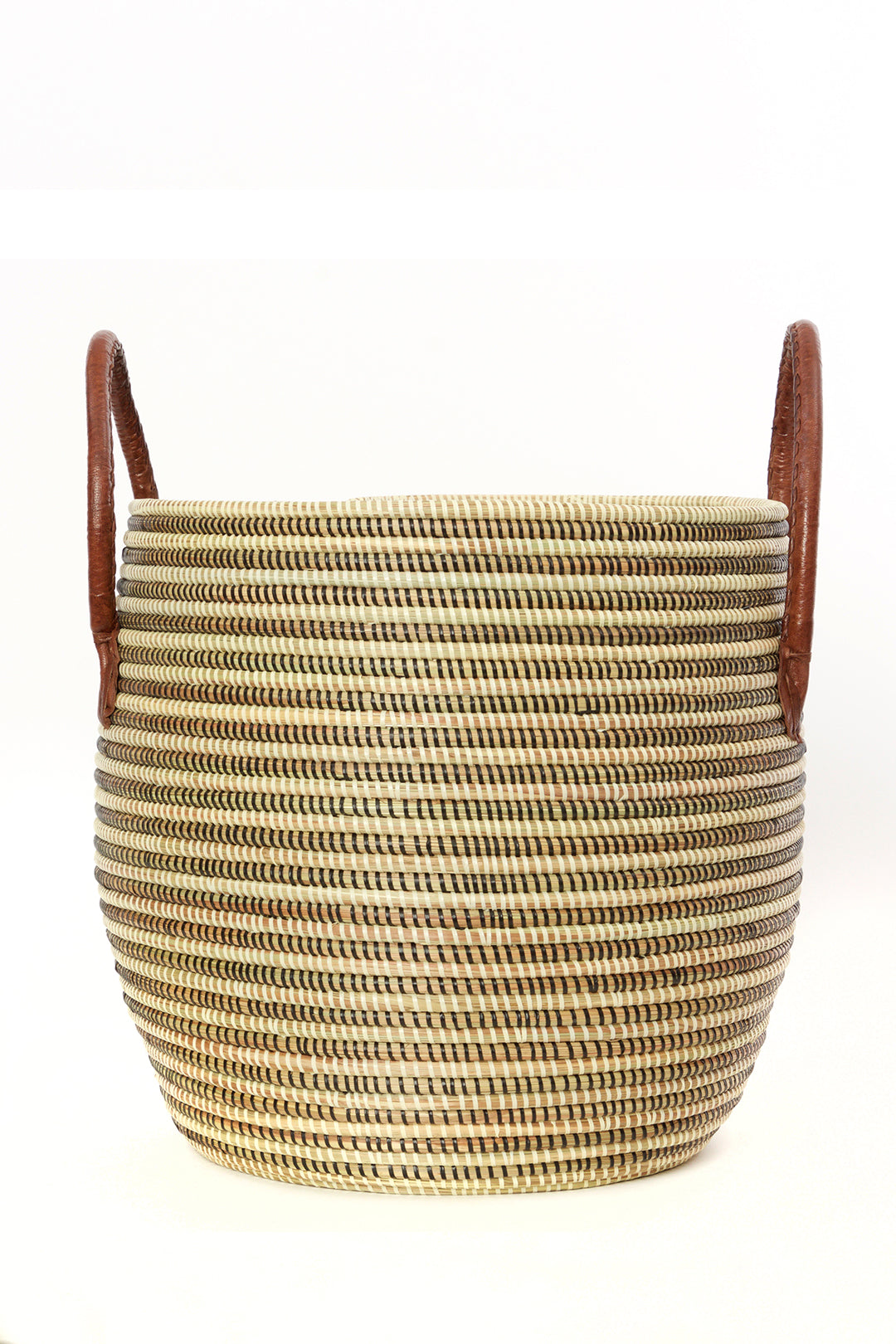 Set/3 Mixed Pattern Wolof Baskets with Leather Handles Default Title